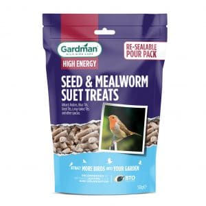 High Energy Seed and Mealworm Suet Treats for Wild Birds